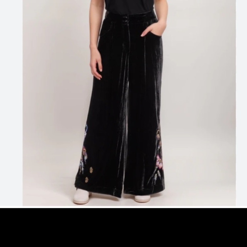 New Johnny Was Black Steffania Wide Leg Pleat Pants size S - Picture 6 of 16